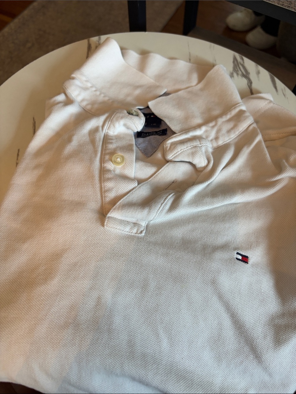 Tommy Hilfiger Men's White Polo with Signature Flag